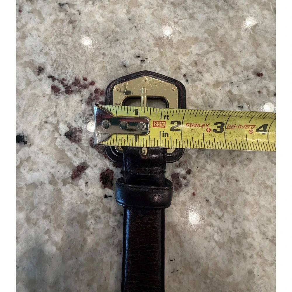 Ralph‎ Lauren Black/Brown Leather Belt Gold Buckle Size L 132 cm